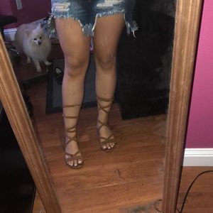 Cute Brown Wrap Around Sandals